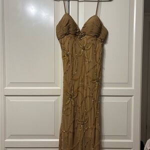 Elegant Beaded Spaghetti-Strap Evening Dress